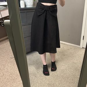 Black Knee Length Skirt with Bow